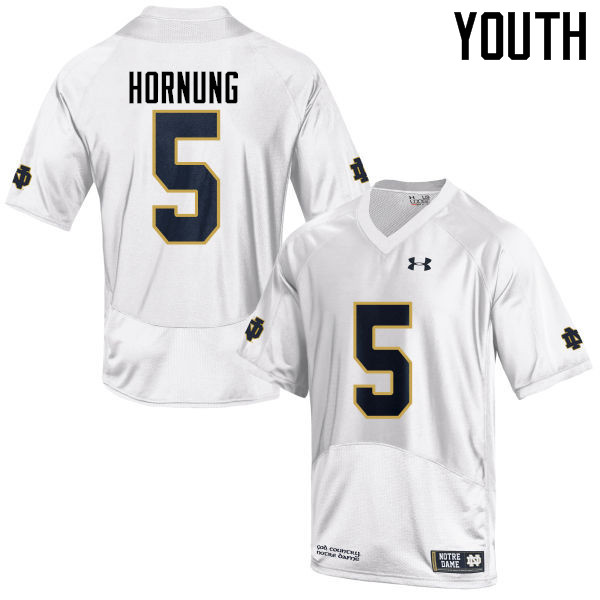 Youth #5 Paul Hornung Notre Dame Fighting Irish College Football Jerseys-White